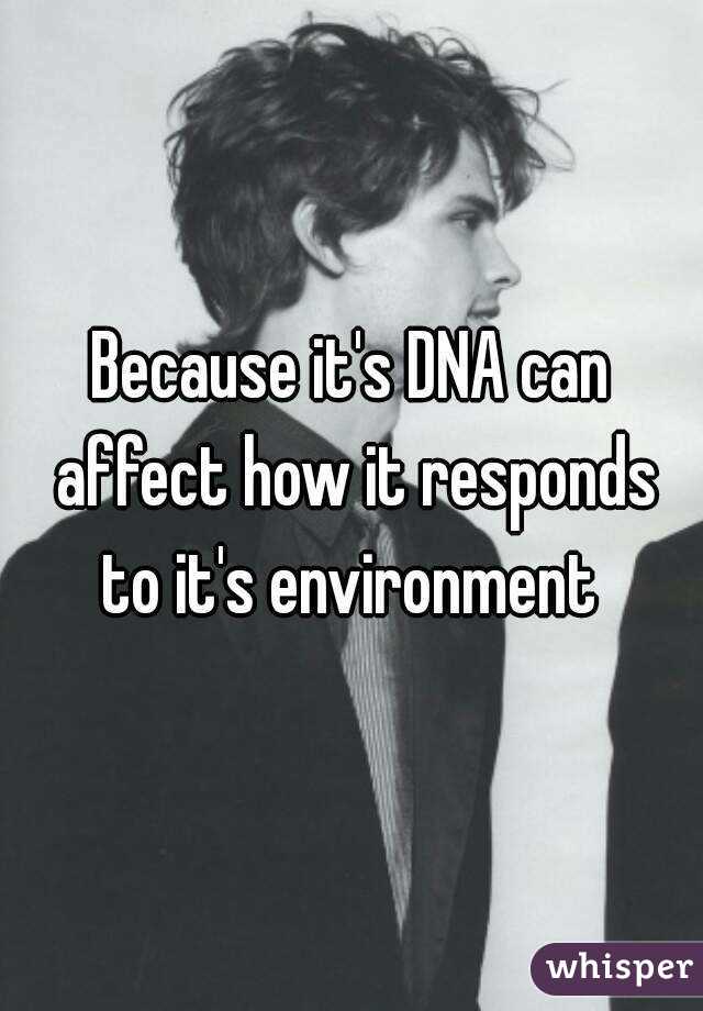 Because it's DNA can affect how it responds to it's environment 