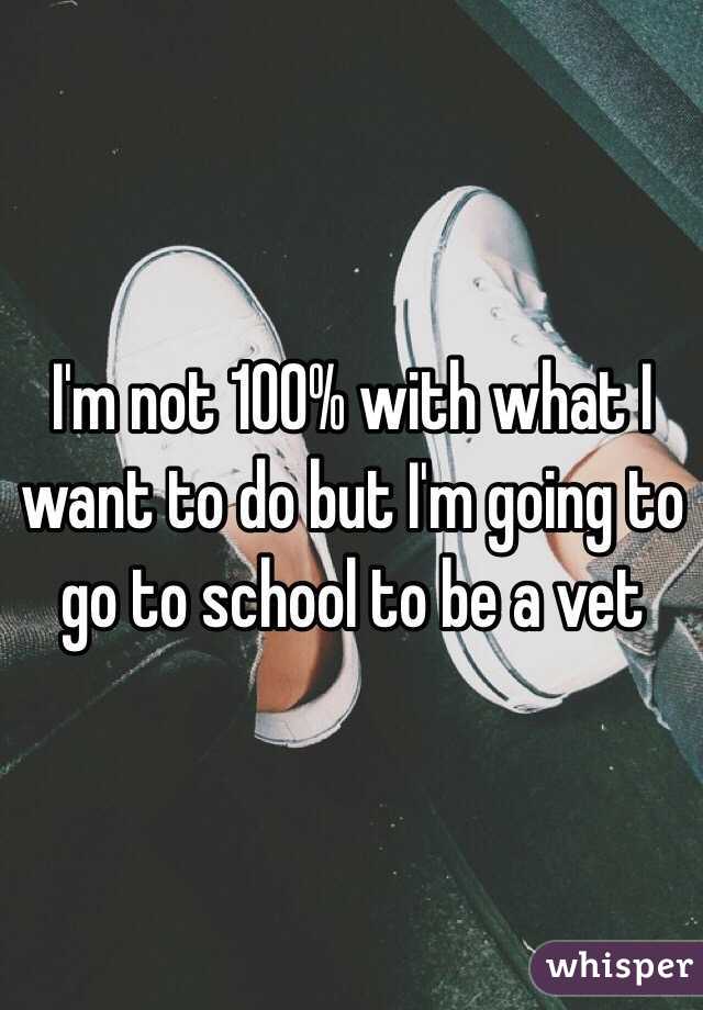 I'm not 100% with what I want to do but I'm going to go to school to be a vet
