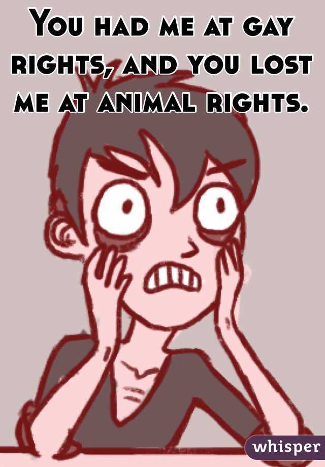 You had me at gay rights, and you lost me at animal rights.