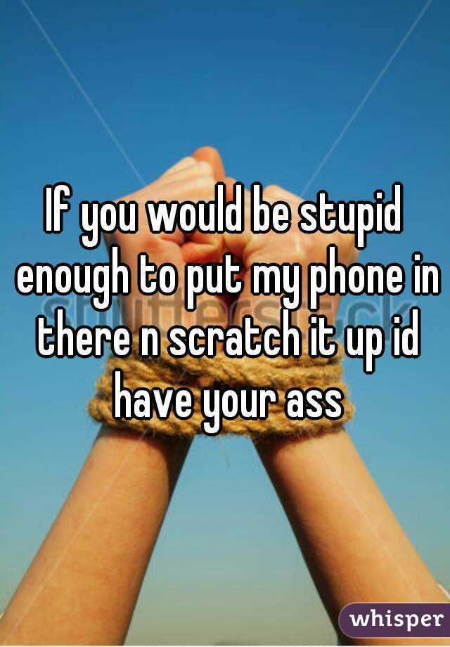 If you would be stupid enough to put my phone in there n scratch it up id have your ass