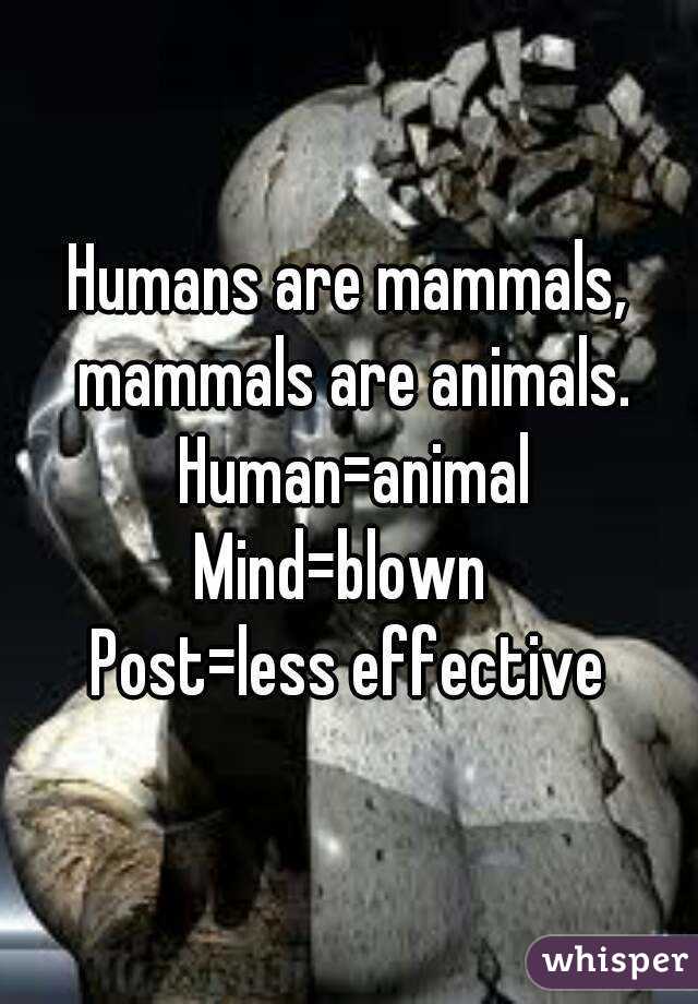 Humans are mammals, mammals are animals. Human=animal
Mind=blown 
Post=less effective