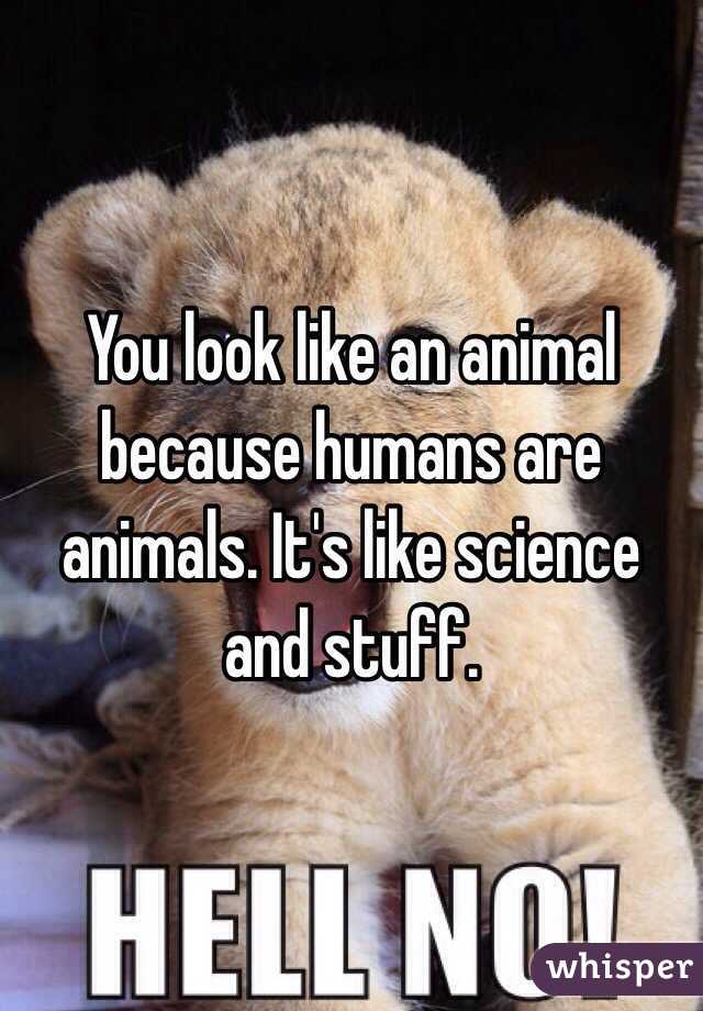 You look like an animal because humans are animals. It's like science and stuff.