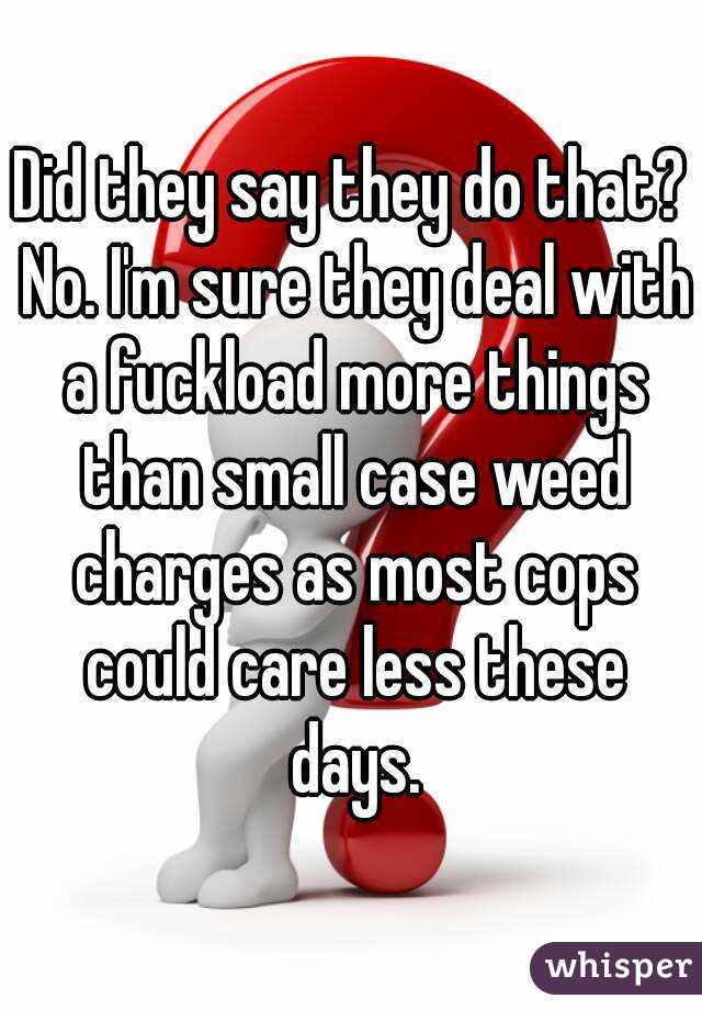 Did they say they do that? No. I'm sure they deal with a fuckload more things than small case weed charges as most cops could care less these days.