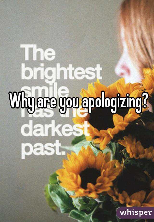 Why are you apologizing?