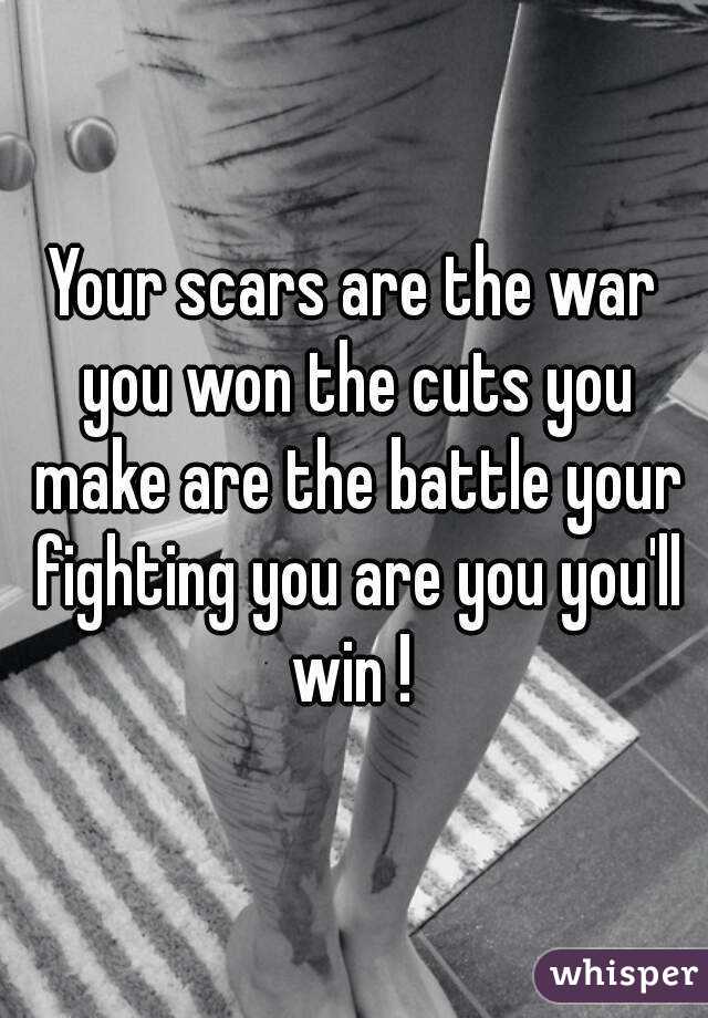 Your scars are the war you won the cuts you make are the battle your fighting you are you you'll win ! 