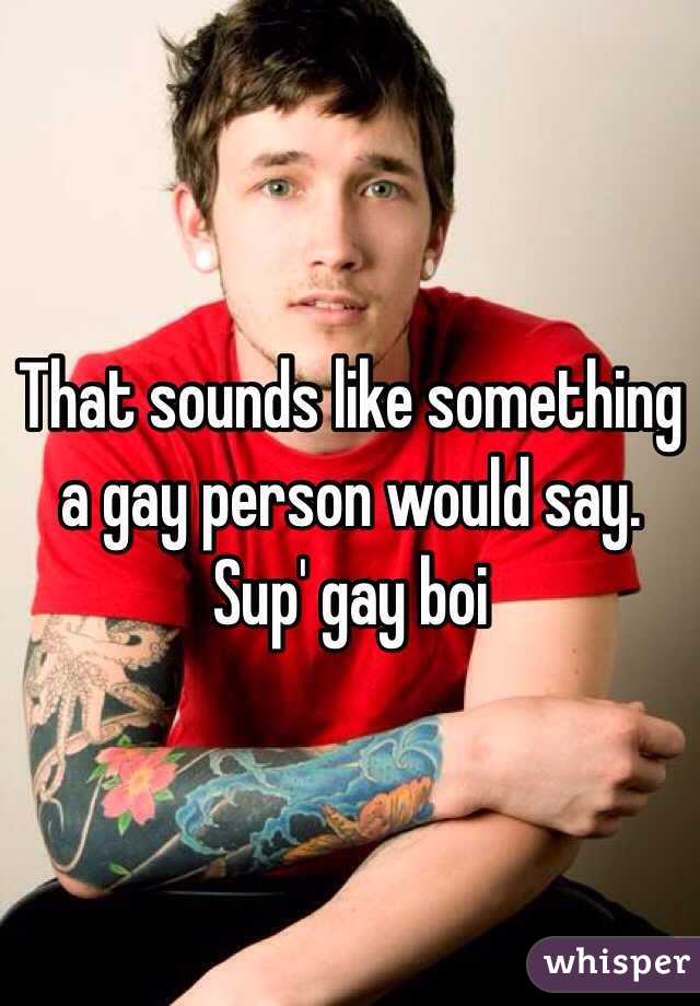 That sounds like something a gay person would say. Sup' gay boi