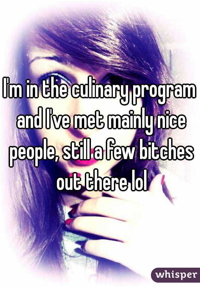 I'm in the culinary program and I've met mainly nice people, still a few bitches out there lol