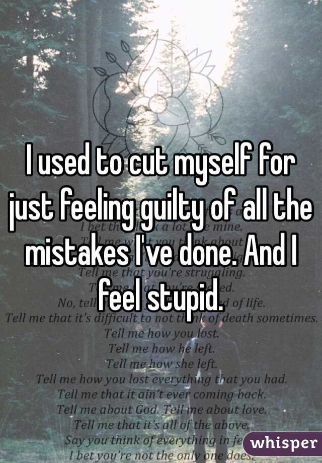 I used to cut myself for just feeling guilty of all the mistakes I've done. And I feel stupid.