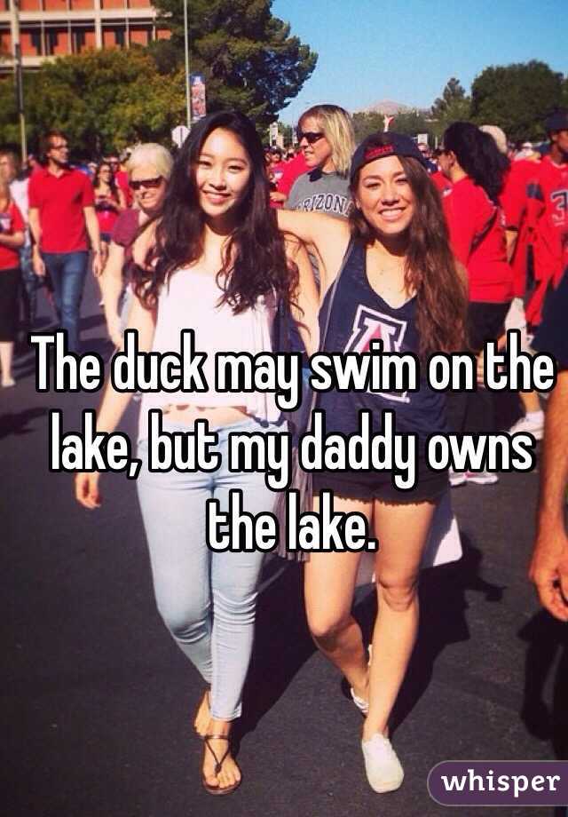 The duck may swim on the lake, but my daddy owns the lake.