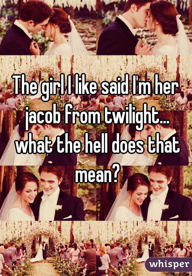 The girl I like said I'm her jacob from twilight... what the hell does that mean?