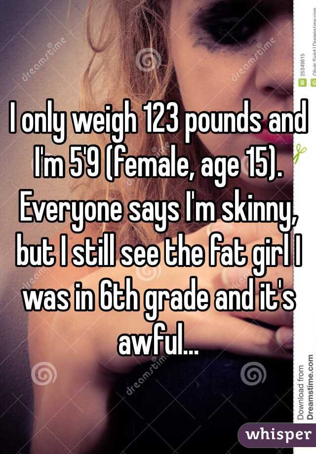 I only weigh 123 pounds and I'm 5'9 (female, age 15). Everyone says I'm skinny, but I still see the fat girl I was in 6th grade and it's awful...