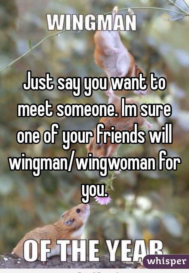 Just say you want to meet someone. Im sure one of your friends will wingman/wingwoman for you.