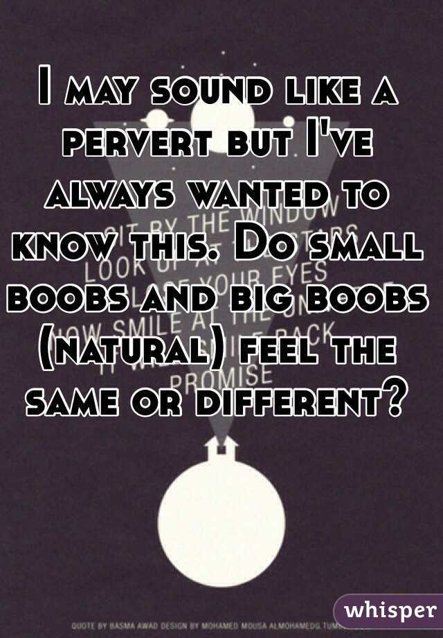 I may sound like a pervert but I've always wanted to know this. Do small boobs and big boobs (natural) feel the same or different?