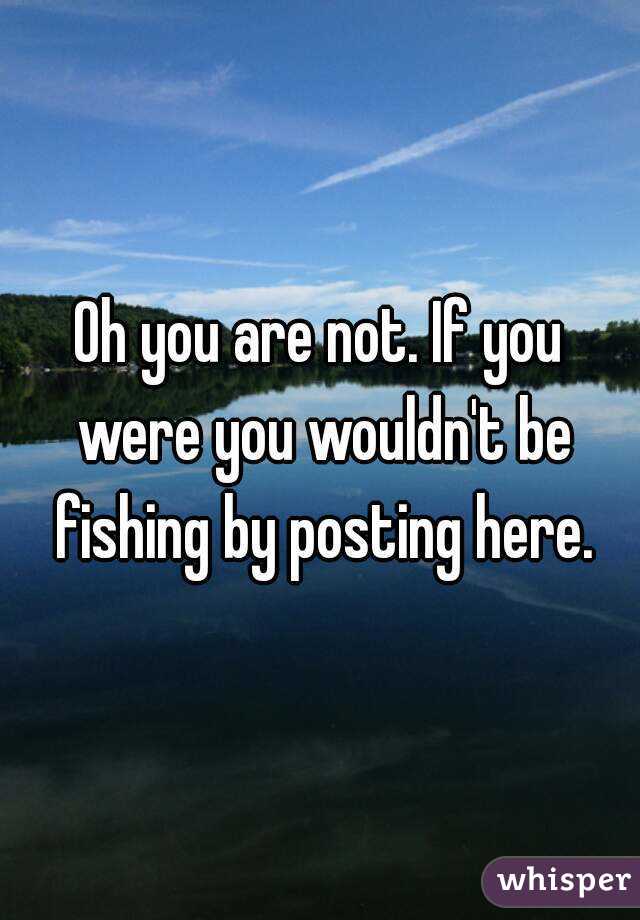 Oh you are not. If you were you wouldn't be fishing by posting here.