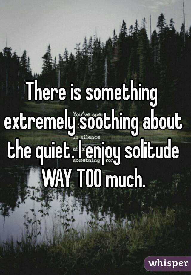 There is something extremely soothing about the quiet. I enjoy solitude ...