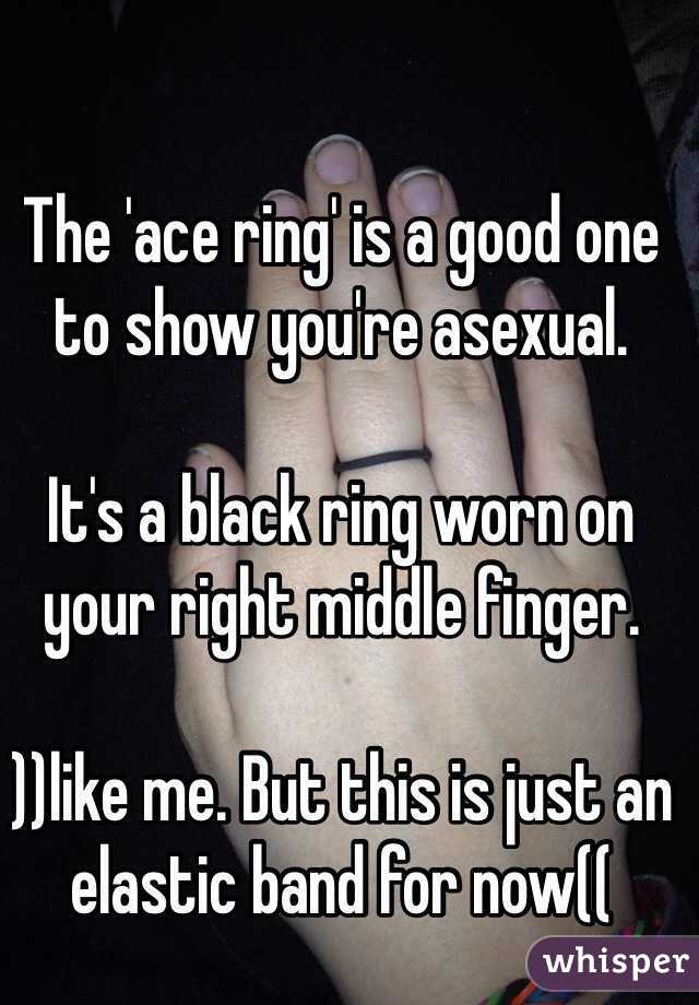 The 'ace ring' is a good one to show you're asexual.

It's a black ring worn on your right middle finger.

))like me. But this is just an elastic band for now((