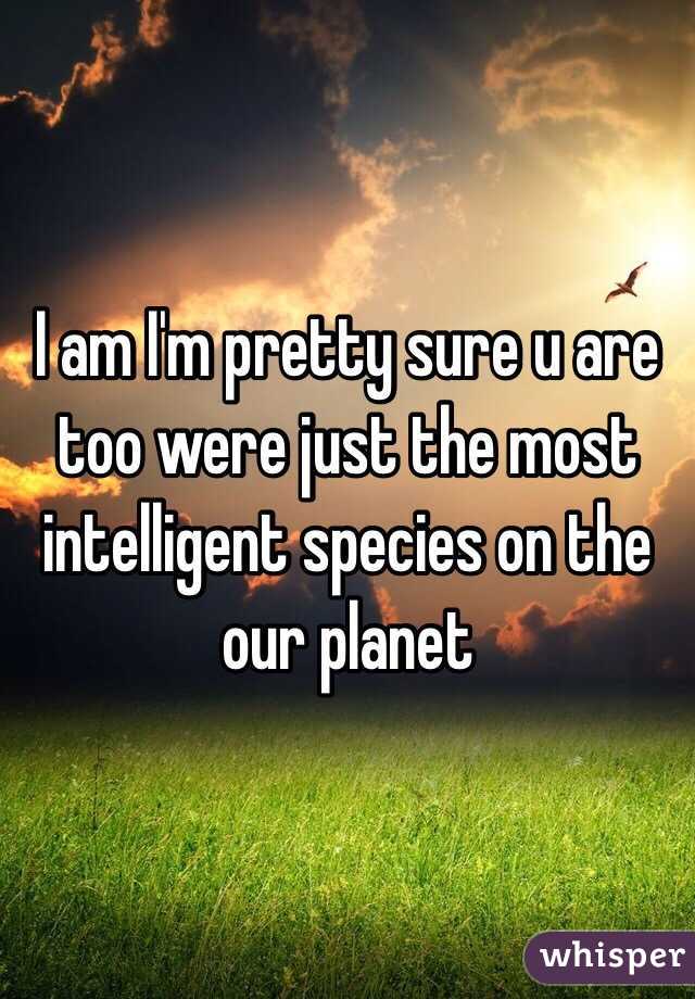 I am I'm pretty sure u are too were just the most intelligent species on the our planet 