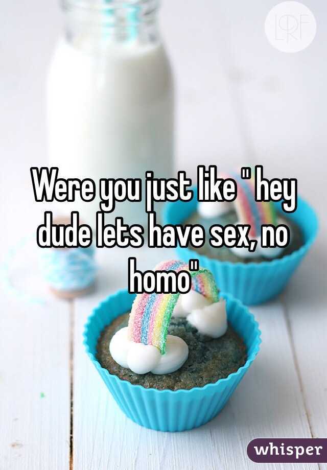 Were you just like " hey dude lets have sex, no homo"
