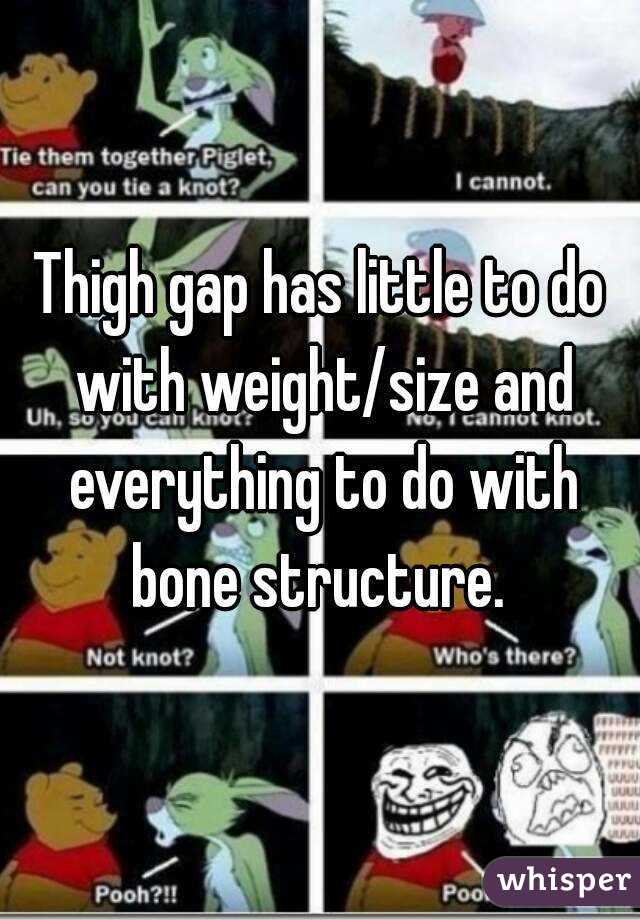 Thigh gap has little to do with weight/size and everything to do with bone structure. 