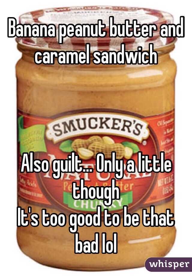 Banana peanut butter and caramel sandwich 



Also guilt... Only a little though
It's too good to be that bad lol