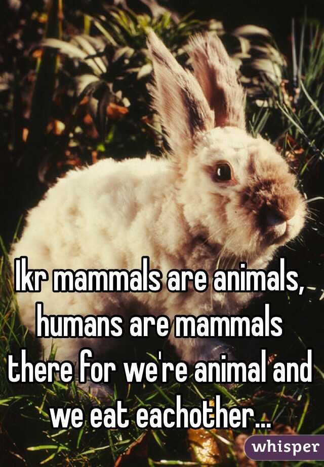 Ikr mammals are animals, humans are mammals there for we're animal and we eat eachother...