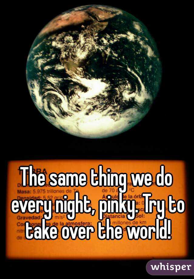 The same thing we do every night, pinky. Try to take over the world!