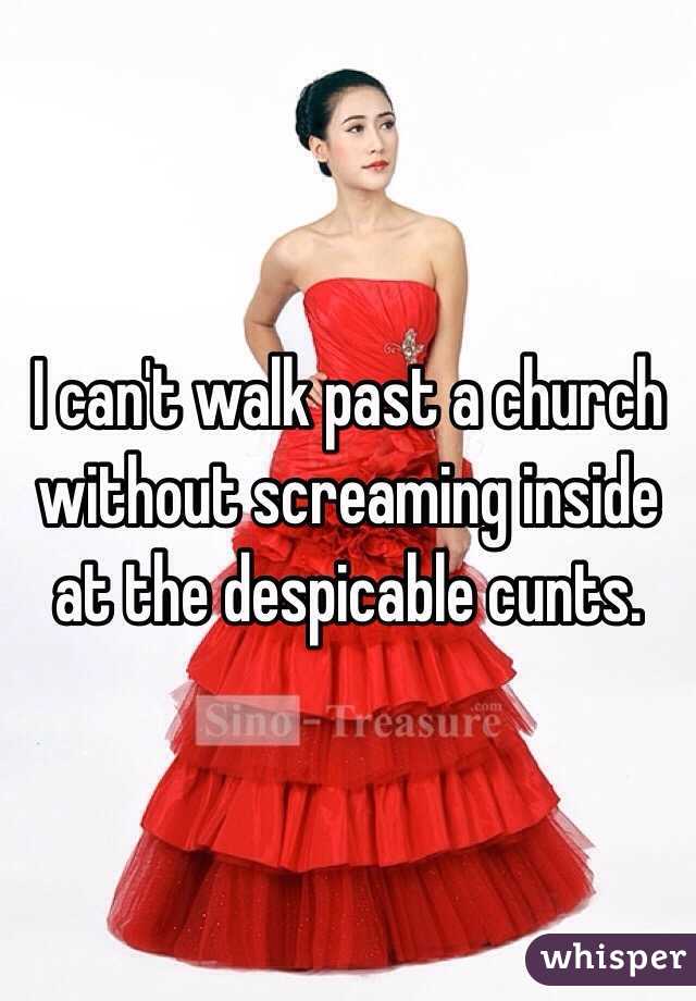 I can't walk past a church without screaming inside at the despicable cunts.  