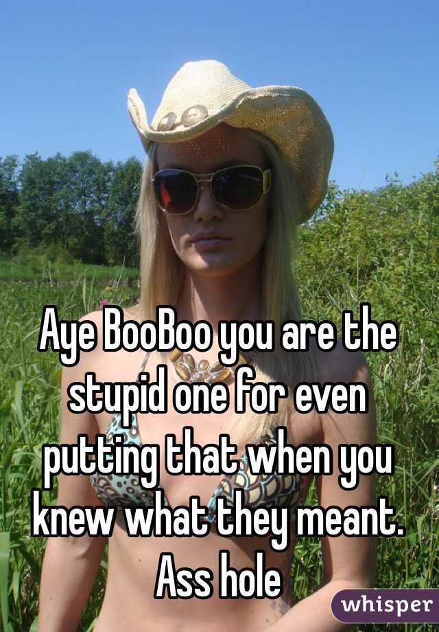 Aye BooBoo you are the stupid one for even putting that when you knew what they meant. Ass hole