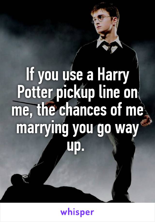 If you use a Harry Potter pickup line on me, the chances of me marrying you go way up. 