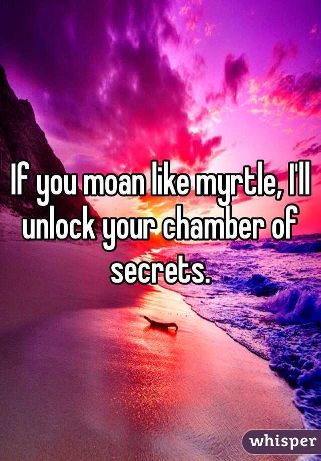 If you moan like myrtle, I'll unlock your chamber of secrets.