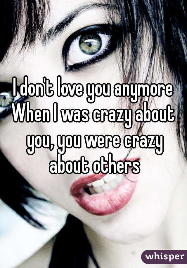 I don't love you anymore
When I was crazy about you, you were crazy about others