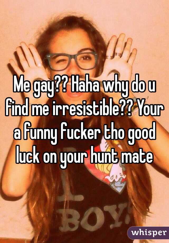 Me gay?? Haha why do u find me irresistible?? Your a funny fucker tho good luck on your hunt mate 