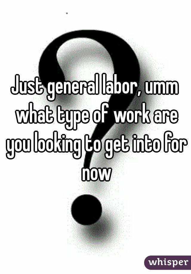 Just general labor, umm what type of work are you looking to get into for now