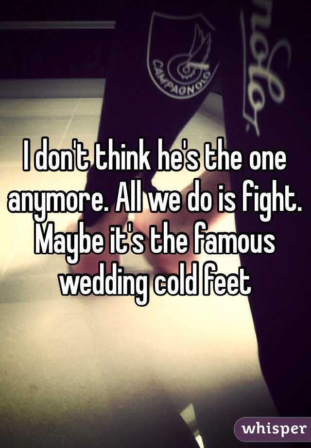 I don't think he's the one anymore. All we do is fight. Maybe it's the famous wedding cold feet