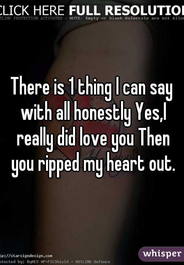 There is 1 thing I can say with all honestly Yes,I really did love you Then you ripped my heart out.