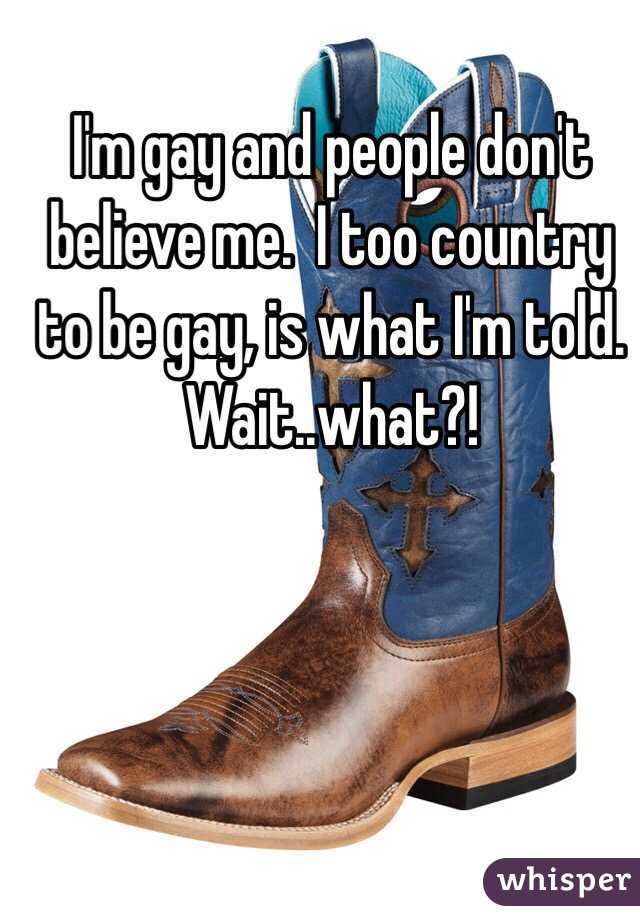 I'm gay and people don't believe me.  I too country to be gay, is what I'm told. Wait..what?!