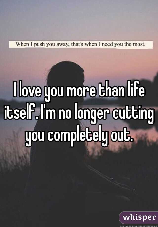 I love you more than life itself. I'm no longer cutting you completely out. 