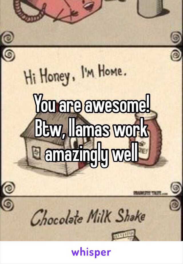 You are awesome! 
Btw, llamas work amazingly well
