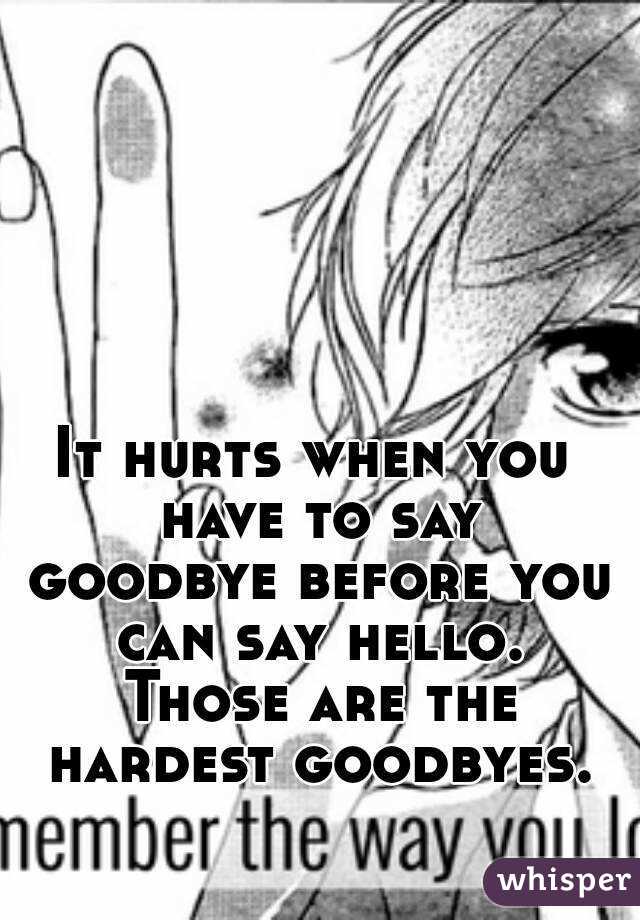 It hurts when you have to say goodbye before you can say hello. Those are the hardest goodbyes.