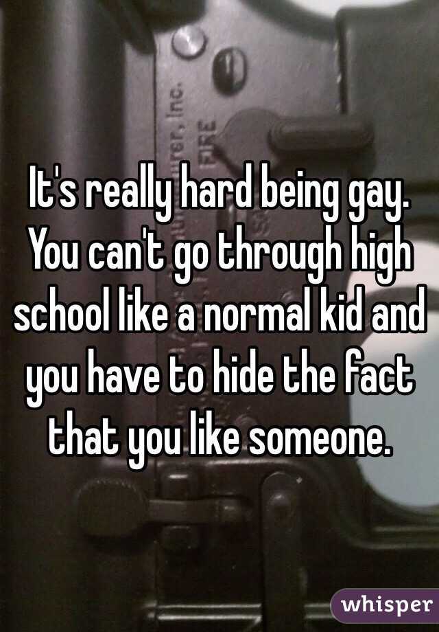 It's really hard being gay. You can't go through high school like a normal kid and you have to hide the fact that you like someone.