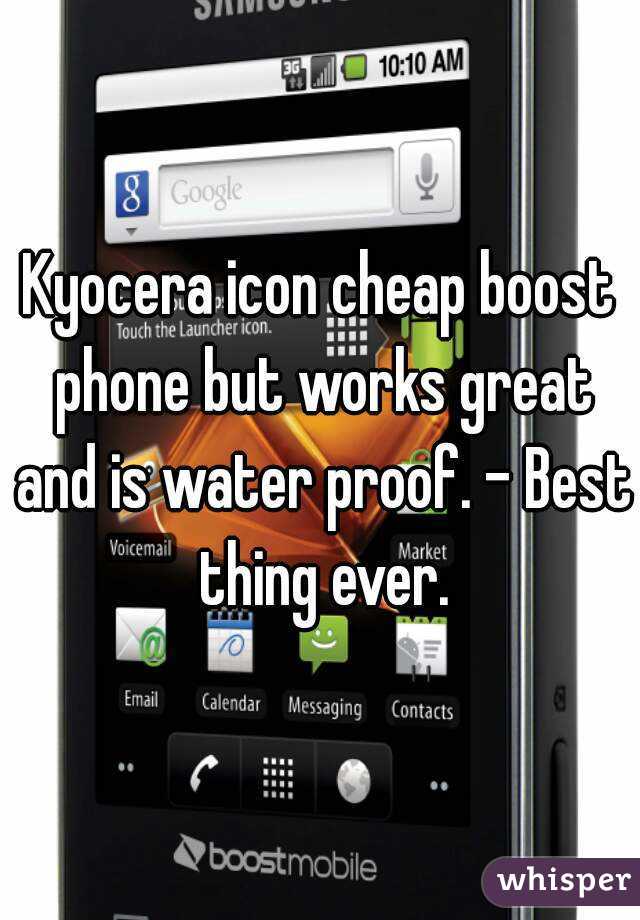 Kyocera icon cheap boost phone but works great and is water proof. - Best thing ever.