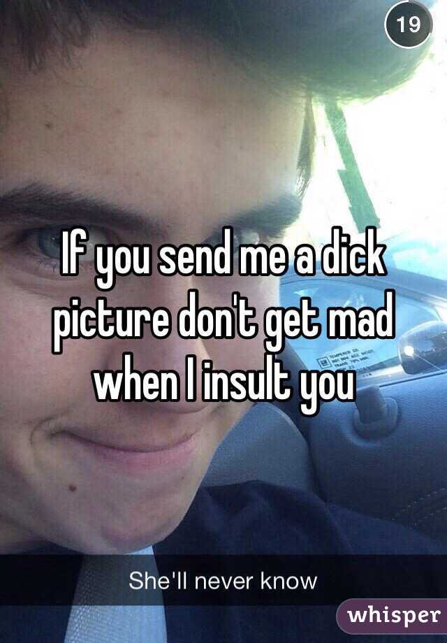 If you send me a dick picture don't get mad when I insult you