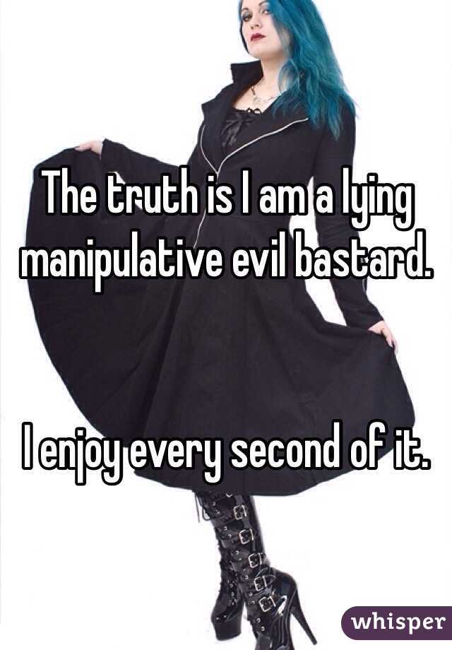 The truth is I am a lying manipulative evil bastard.


I enjoy every second of it.