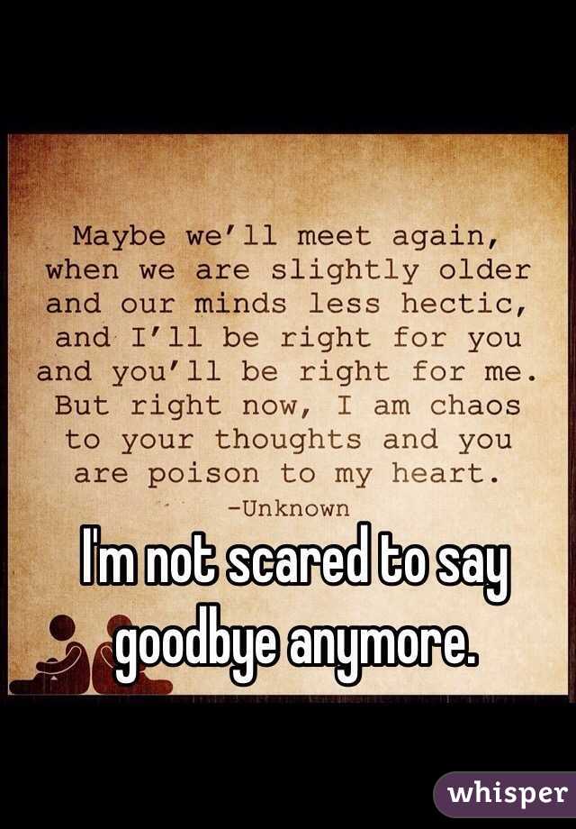I'm not scared to say goodbye anymore.