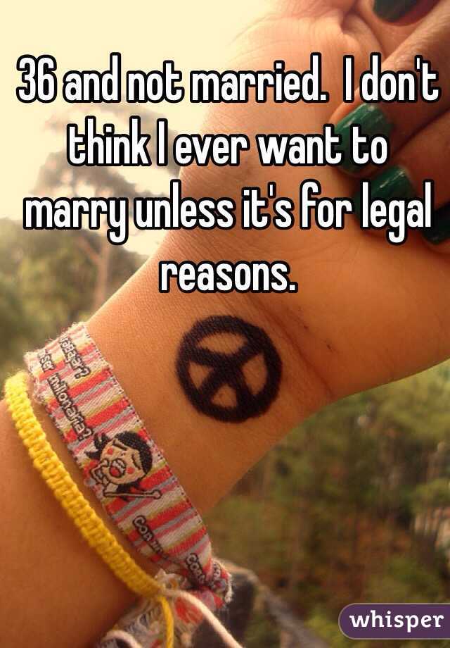 36 and not married.  I don't think I ever want to marry unless it's for legal reasons.
