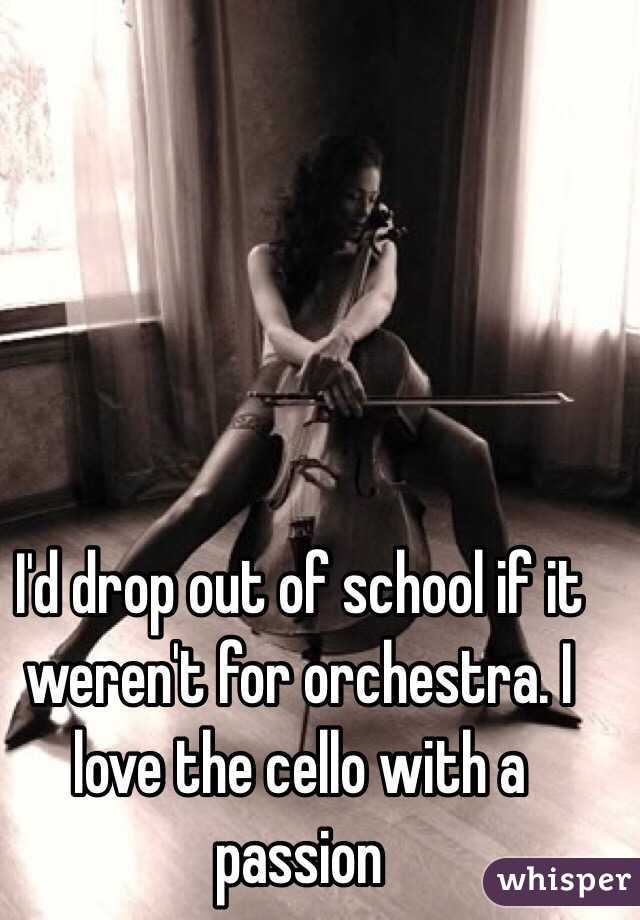 I'd drop out of school if it weren't for orchestra. I love the cello with a passion