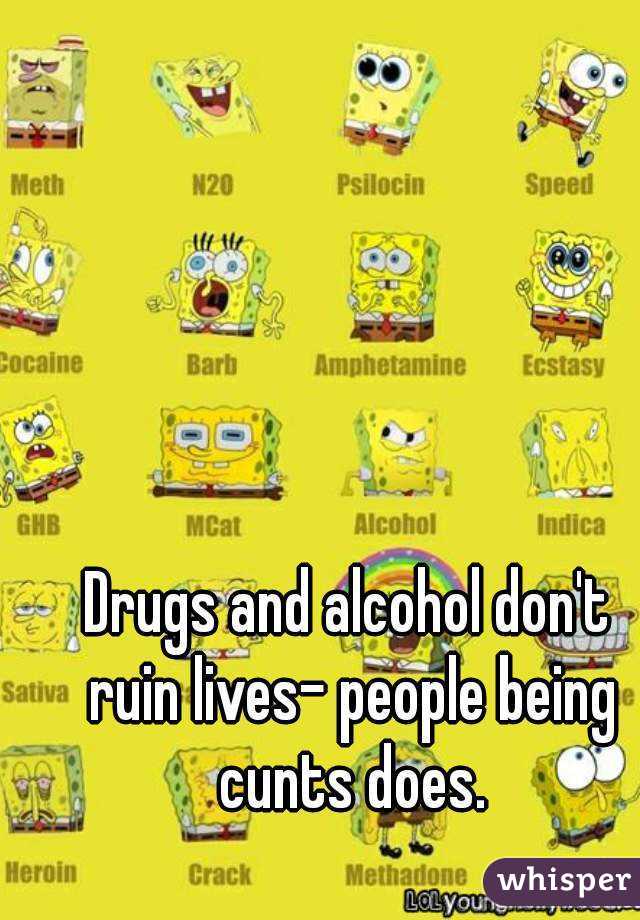 Drugs and alcohol don't ruin lives- people being cunts does.