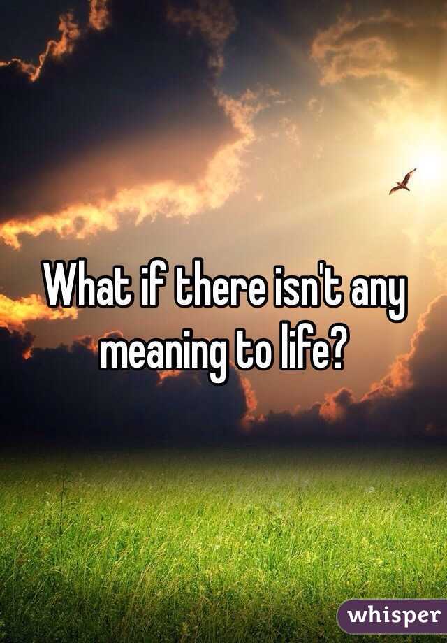 What if there isn't any meaning to life?