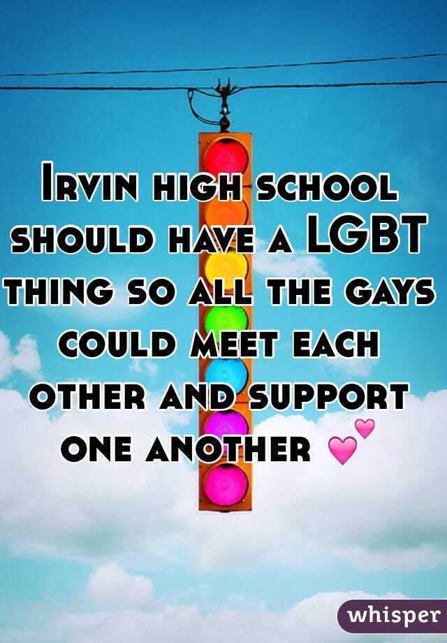 Irvin high school should have a LGBT thing so all the gays could meet each other and support one another 💕