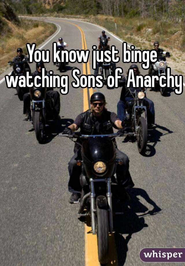 You know just binge watching Sons of Anarchy 